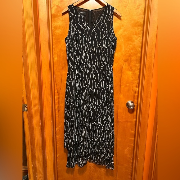 Spenser Jeremy Black and White Silk Midi Dress - Picture 1 of 3